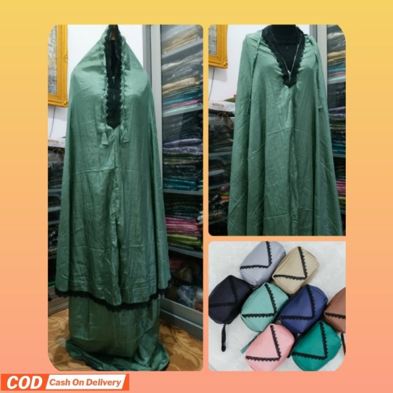 Mukena Parasut 2in 1 Renda Premium Parasut Traveling Jumbo Dewasa