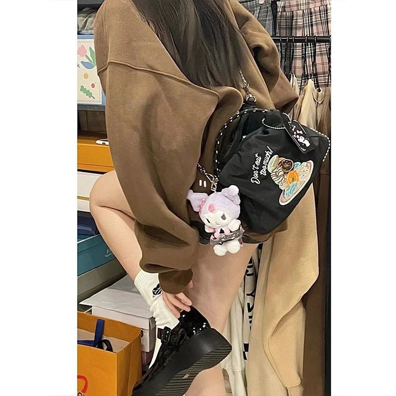 [ COD✅ ] Aroana Bag Bordir ceruk Jepang mini kecil dan lucu kain nilon dikepang tali rantai crossbod