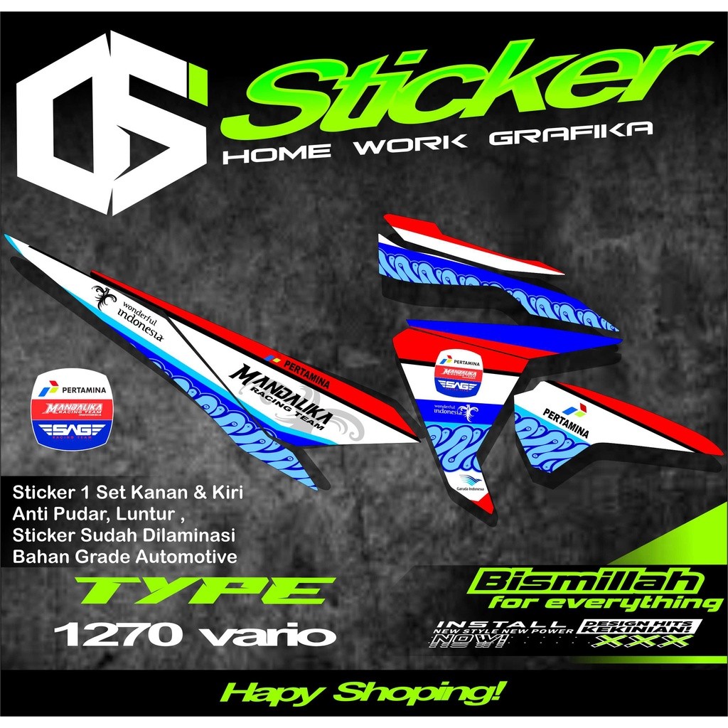 1270 Striping Stiker Vario 125 & 150 2015 2016 2017 List Variasi Mandalika Racing Team Moto Gp joss