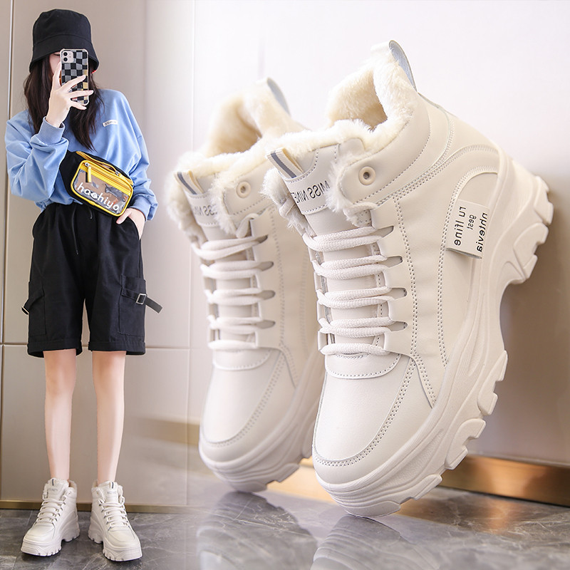 Flawless - Sepatu Sneakers Wanita Boots Kasual High - Top Korean Style S15 Round Toe