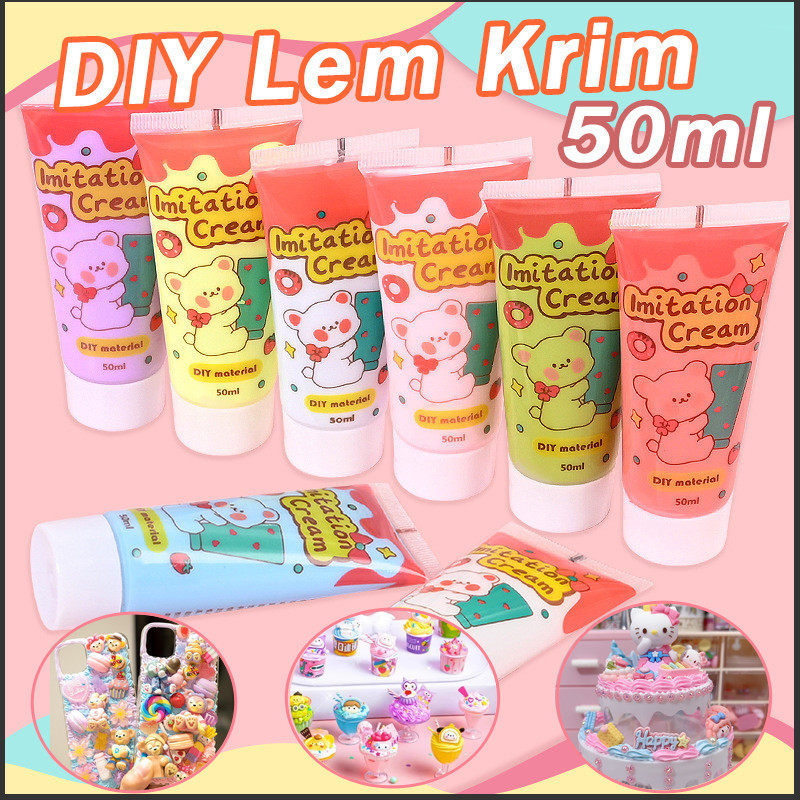 

(No Spuit) Deco Cream 50ml Liquid Clay DIY Hias Case Frame Lem Deco Krim Resin Clay Lem DIY, Deco Cream,Glue Resin DIY