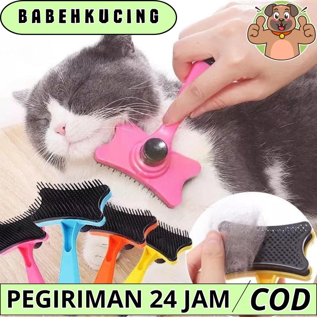 babeh kucing ~ Sisir Bulu Tombol Sisir Bulu tombol press Sisir Bulu Kucing Anjing Kelinci Musang Oto