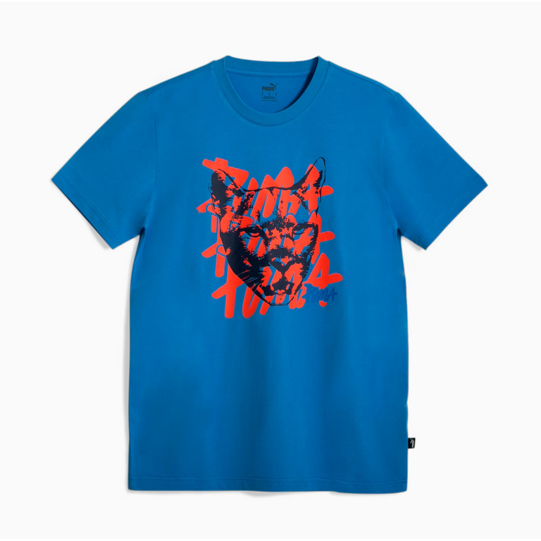Kaos Casual Puma Graphic Cat Tee Dusky Blue 681715 45