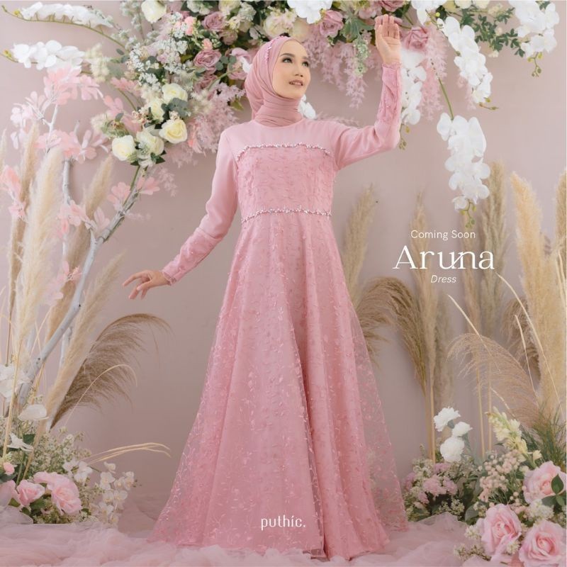 Aruna dress full brokat dress pesta mewah elegan cantik - GAUN FULL BROKAT - GAUN SLENDANG - GAUN SY