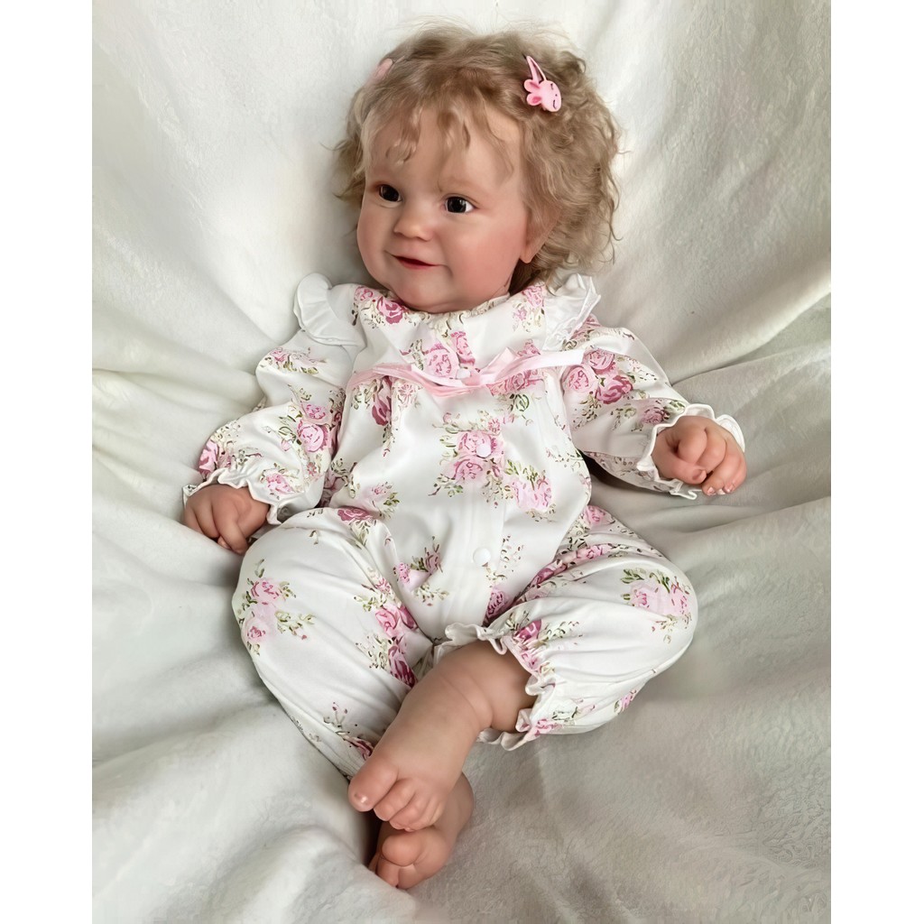 TERABITHIA 50CM Premie Size Rooted Blond Hair Sweet Smile Reborn Baby Dolls Silicone Vinyl Full Body
