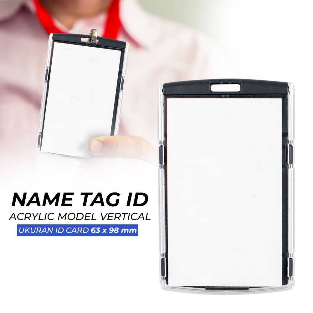 

Name Tag ID Card Acrylic Model Vertical / Tempat Gantungan ID Card Holder Tanda Pengenal Kantor