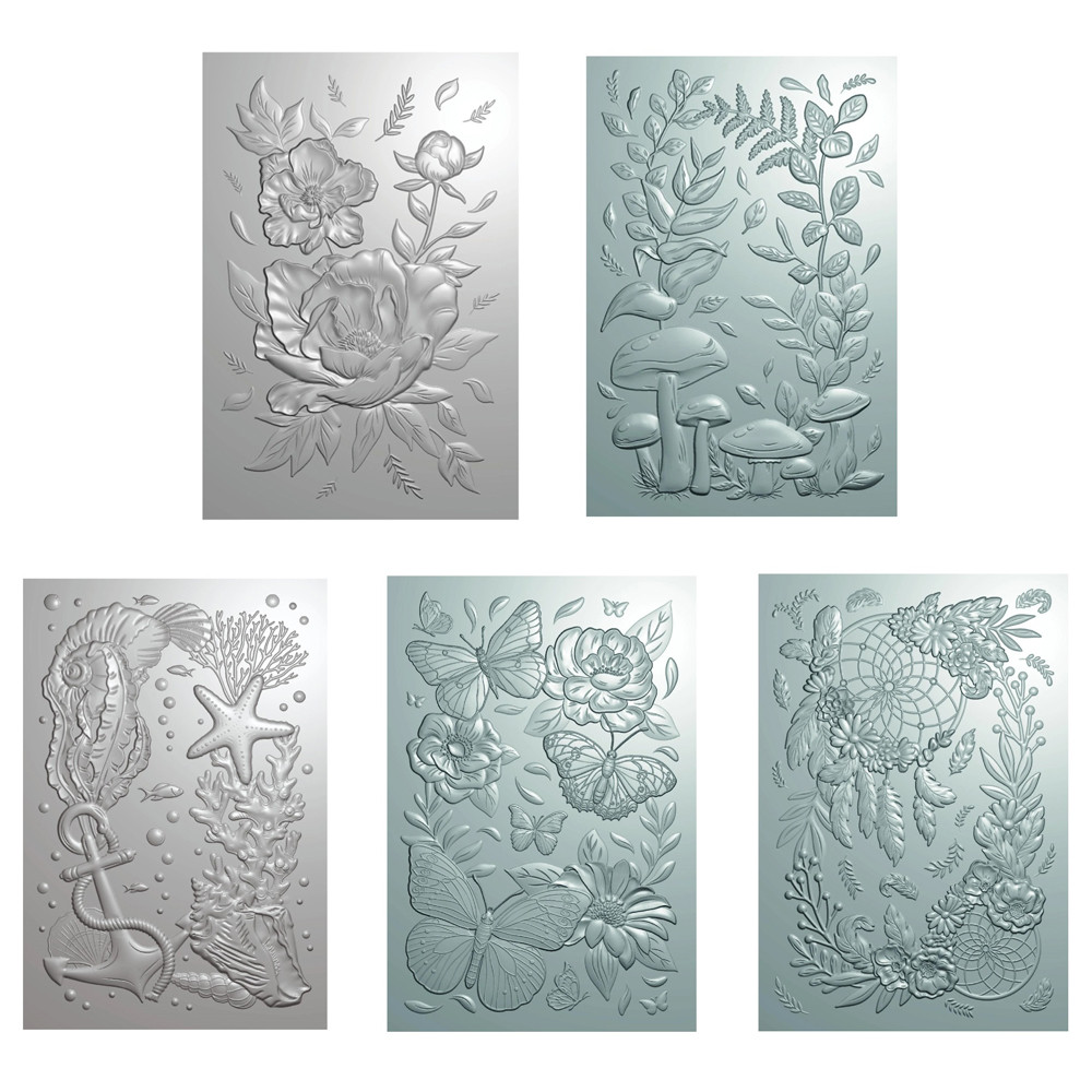 

2pcs/set Bohemian Dreams 3D Embossing Folder Coral Reef,Woodland Foliage Background Template for Card Making Scrapbooking