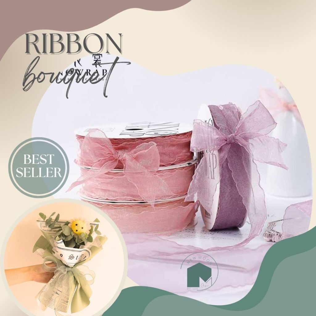 

(PER METER) Pita Organza 2.5cm premium korea ribbon wave wavy gelombang fish tail kado gift buket bouquet kerajinan tangan hadiah pita organza kecil