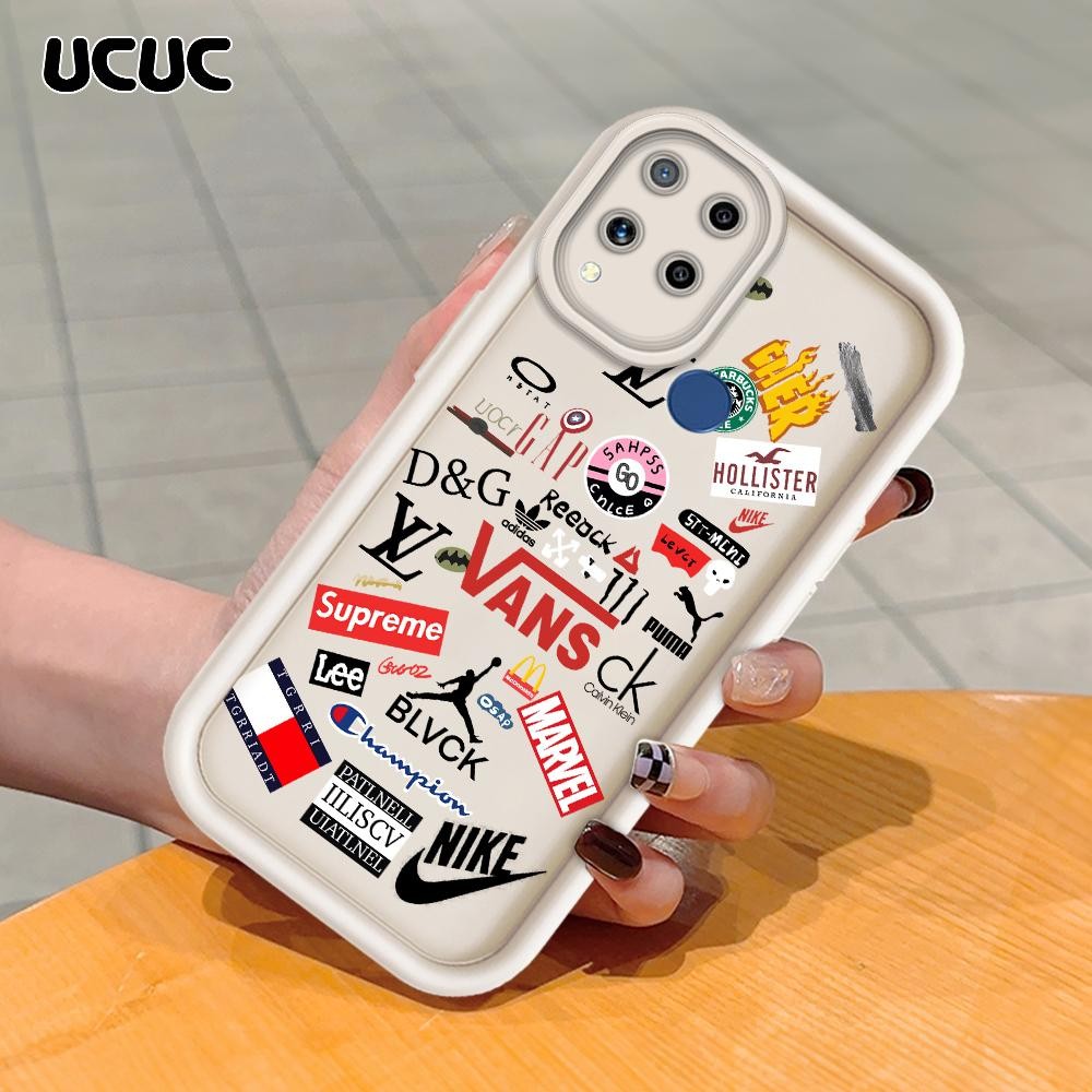 UCUC Realme C15 Soft Silicone Simple And Stylish Brand Pattern  Untuk Phone Case Casing Hp Softcase 