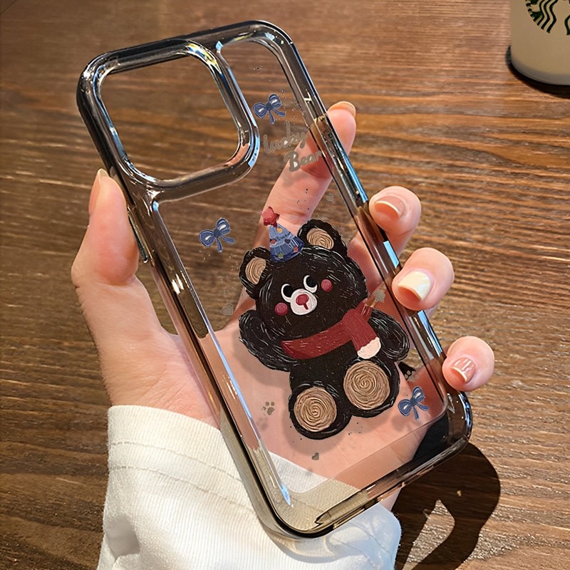 Aesthetic Hitam Case Luar Negeri OPPO A60 A31 A8 A52 A72 A92 A53 A33 A78 5G A98 5G Hologram Kasing h