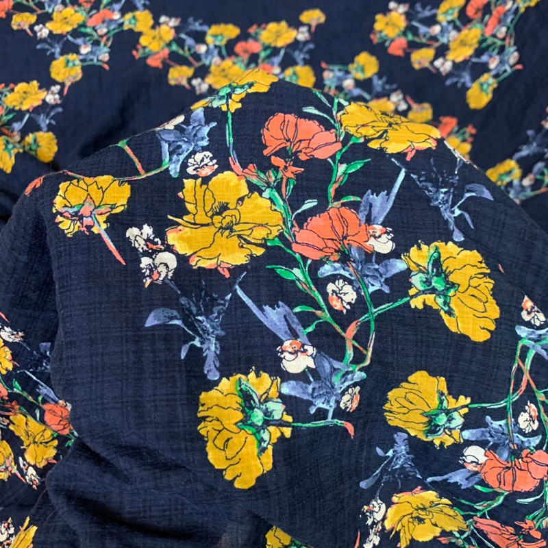 kain katun motif- kain cotton bangkok - kain katun korea bunga - kain premium