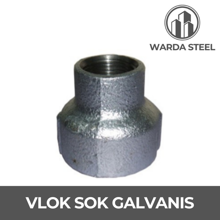 Vlok Sock Galvanis 3" x 1" Drat - Reducer V Sok Socket Besi 3 x 1 Inch