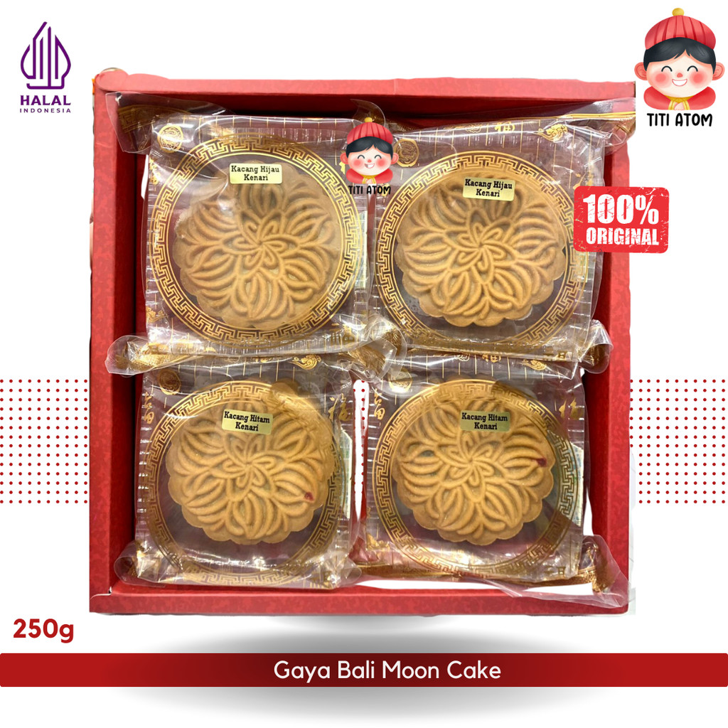 ECERAN PER BOX CAMPUR BISA Gaya Bali Mooncake Moon Cake Kue Bulan Kulit Coklat Tong Ju Pia 170g