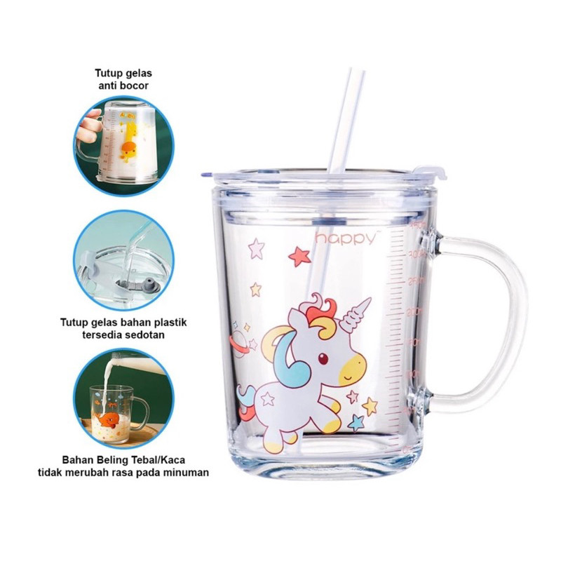 Gelas mug kaca anak | pengganti dot
