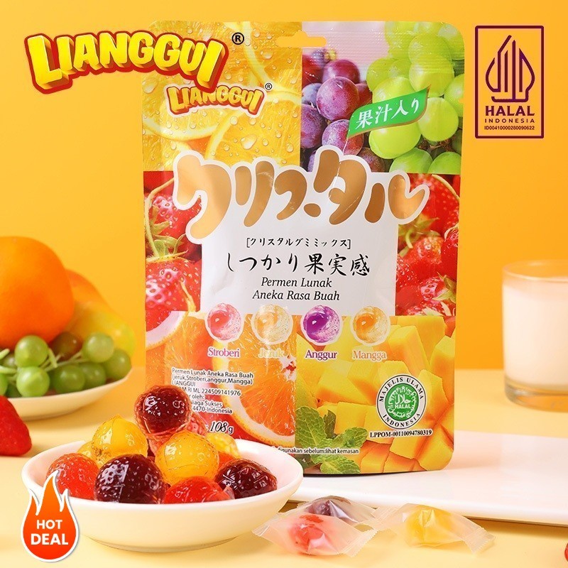 

[Kutek peel off halal]LIANGGUI Soft Candy Permen Lunak VIRAL ANEKA RASA BUAH 3 rasa（mango,orange,strawberry）permen lunak aneka buah rasa Kudapan halal