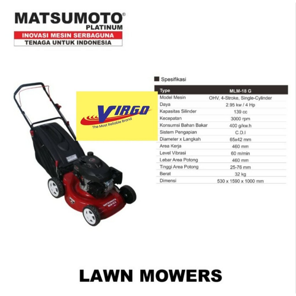 MATSUMOTO MLM-18G MESIN POTONG BABAT RUMPUT DORONG MATSUMOTO GASOLINE LAWN MOWERS