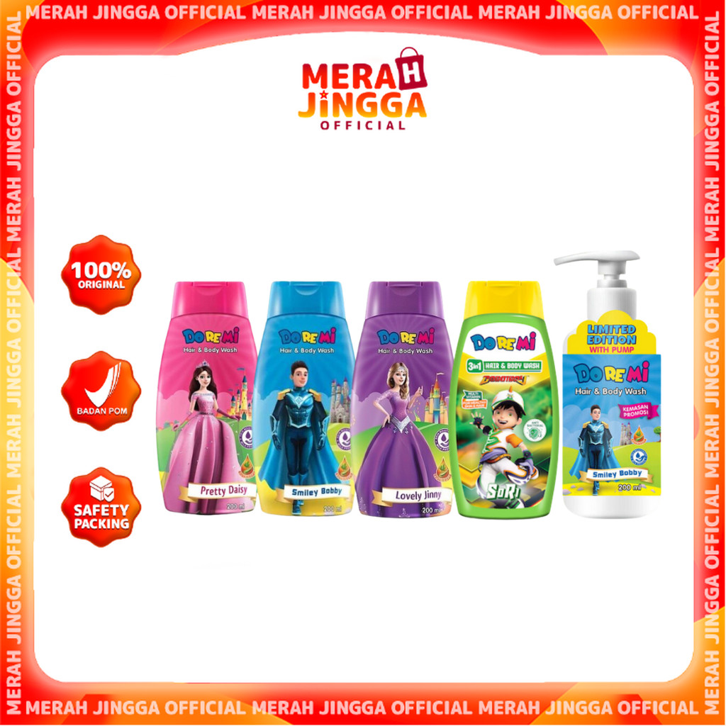 Doremi Hair & Body Wash 200ml - Sabun Mandi Cair | Merah Jingga Official
