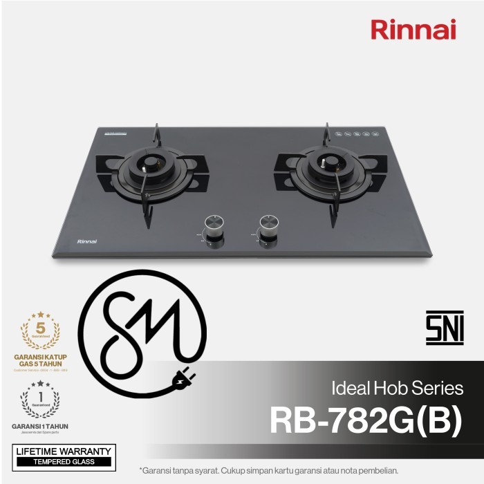 Kompor Gas Tanam Rinnai RB-782G (B) RB782GB 2 tungku RB-782GB