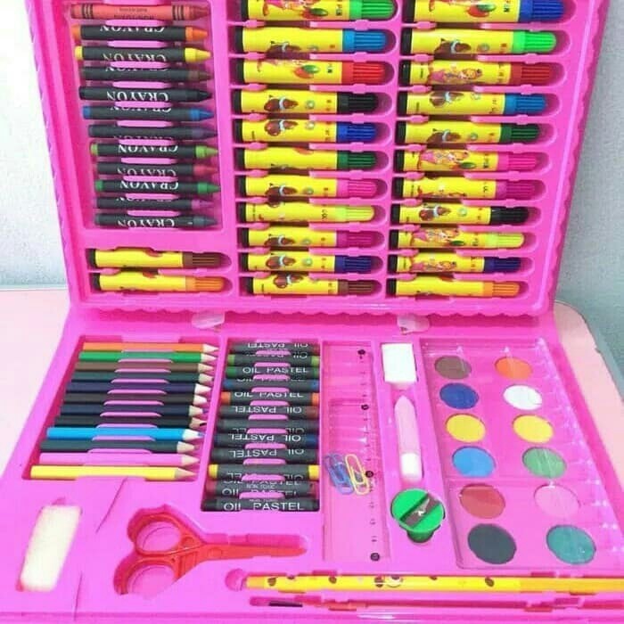 

Andma Art Set Isi 150 Pcs Pensil Warna Set Anak Crayon Full Set Alat Lukis - PINK 86 PCS