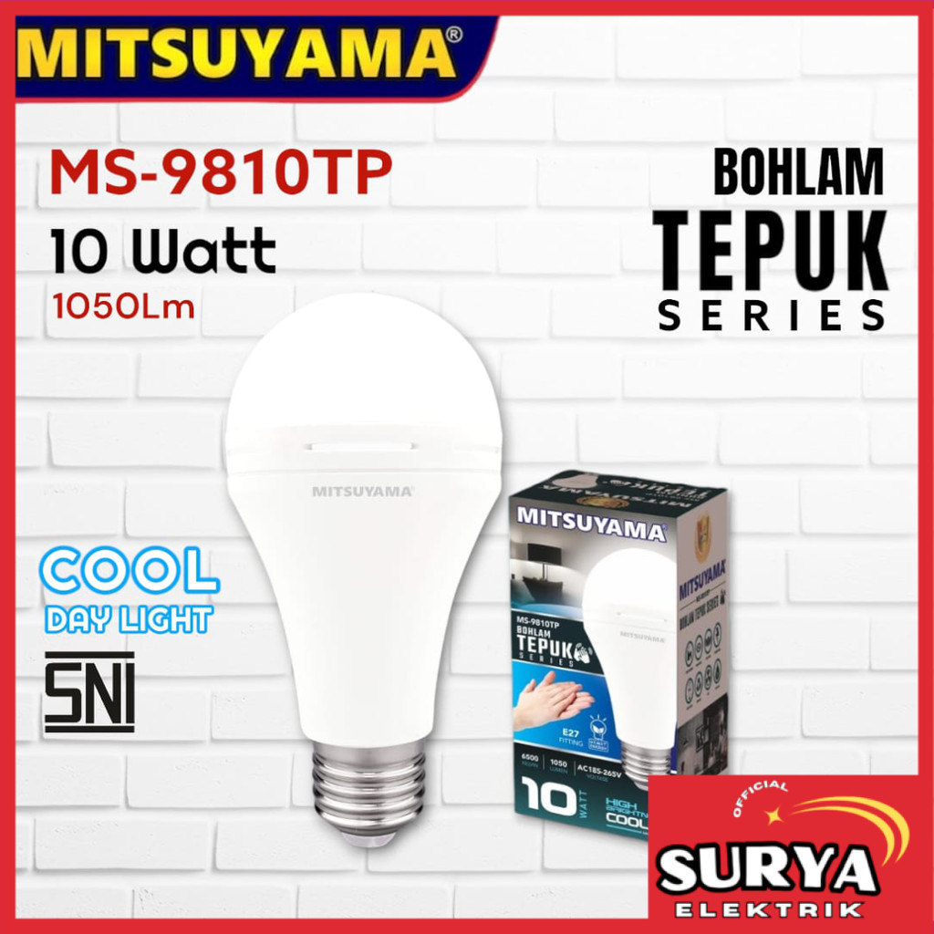 Lampu Bohlam MITSUYAMA Sensor TEPUK Tangan LED 10W CDL Cool Daylight E27 SNI - MS-9810TP