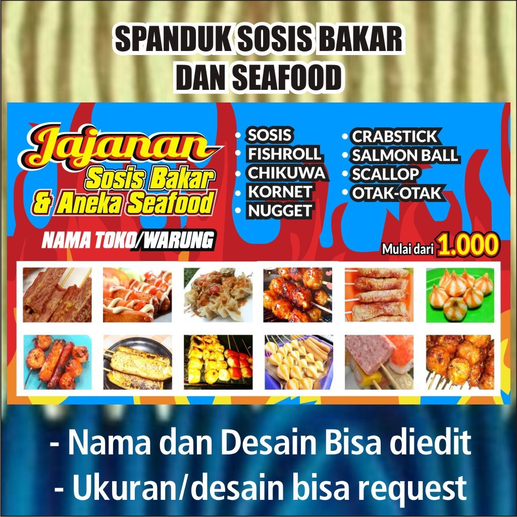 

Banner Sosis bakar dan Sate seafood - CingWangPrint