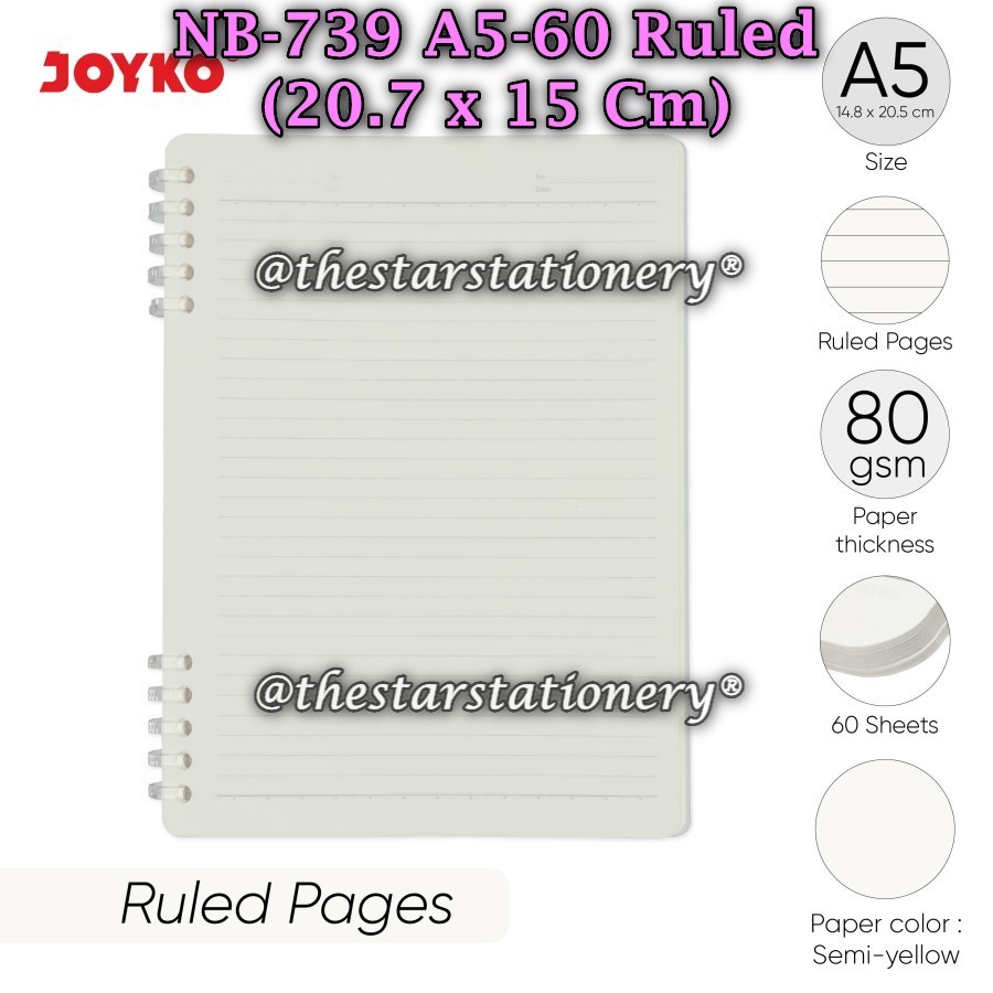 

(1 Biji) GROSIR Refillable Spiral Book Joyko NB-739 A5-60 Ruled / Diary Agenda Joyko NB 739