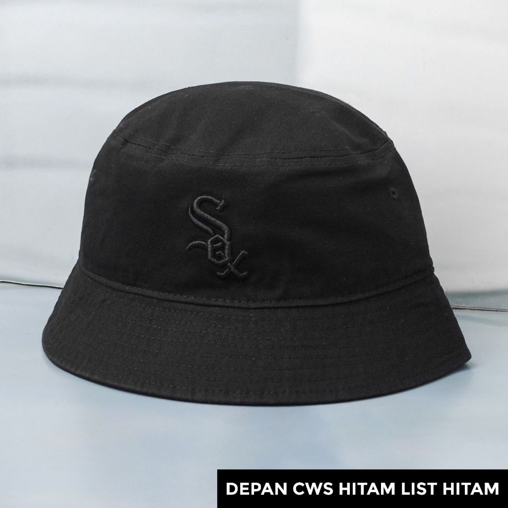 SOX Topi Bucket Hats Import Keren Hiking Traveling Chicago White Logo Bordir Premium Vintage (392)