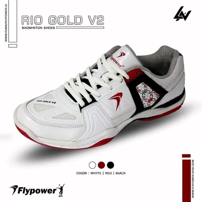 Sepatu badminton flypower rio gold v2