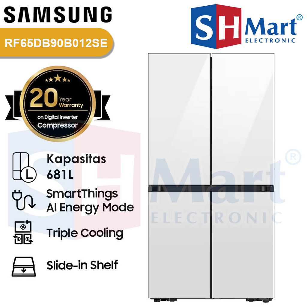 KULKAS 4 PINTU SAMSUNG BESPOKE 681 LITER RF65DB90B012 WITH TRIPLE COOLING GARANSI RESMI