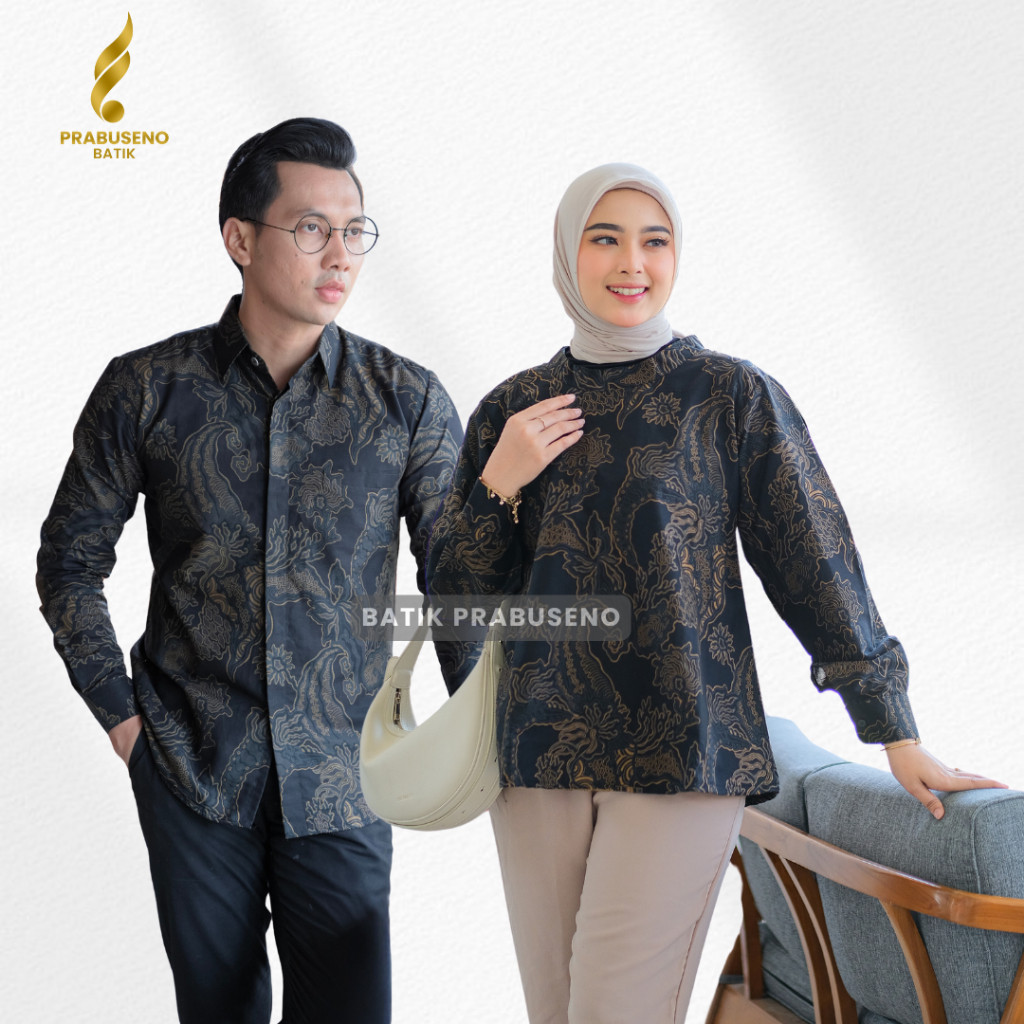 RAMAYANA Kemeja Atasan Hem  Batik Lengan Pendek Slimfit Slim Fit Baju Tunik Couple Original Prabusen