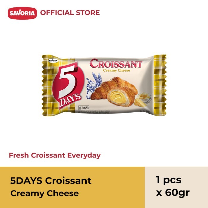 

5 Days Croissant Creamy Cheese - Roti Croisant Isi Krim Keju 60g