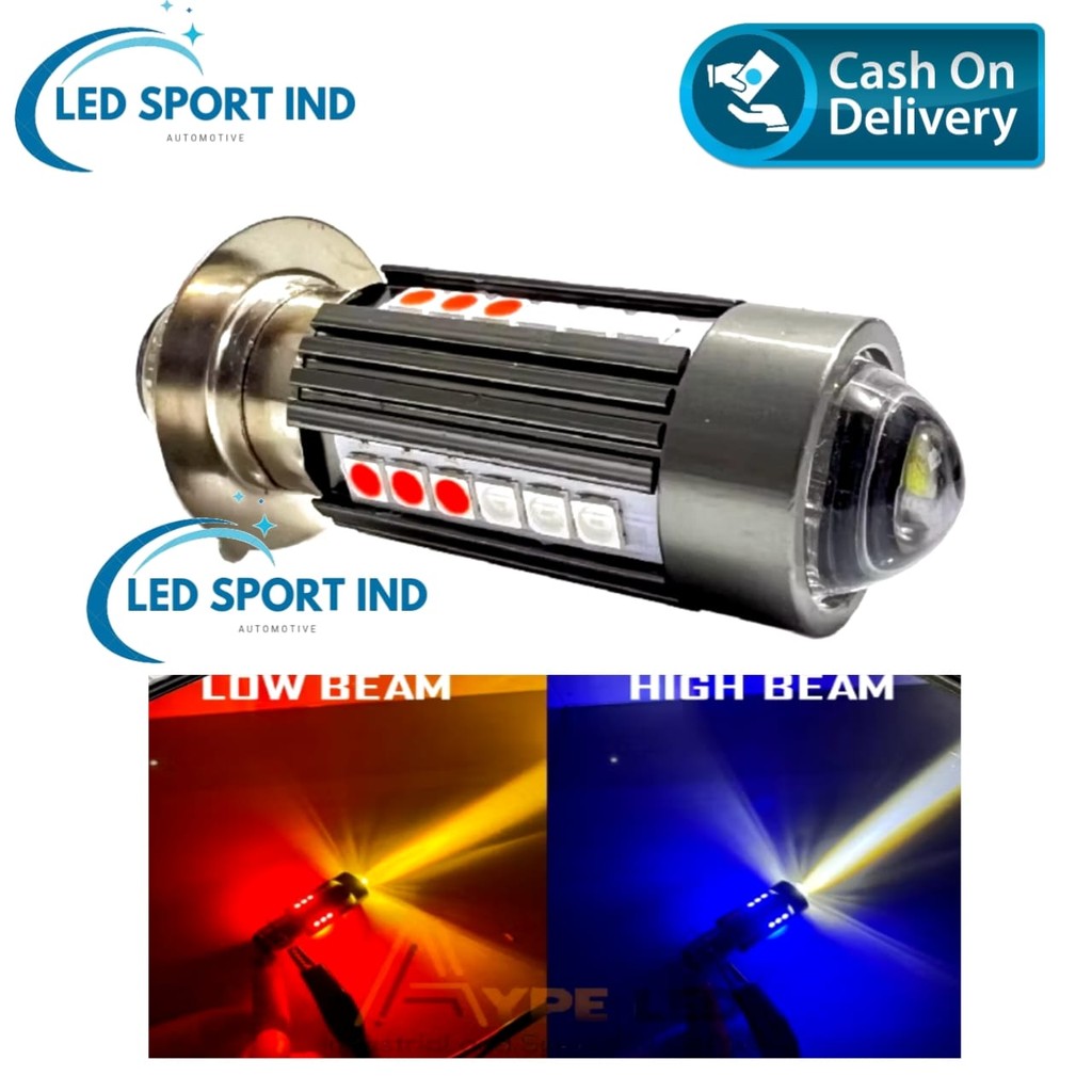Lampu Utama H6 Laser Alien Model Luminos Bohlam Led H6 Laser 2 Warna Hi Low 20 Watt