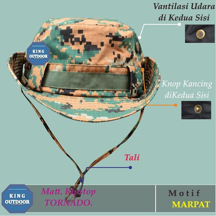 Topi Rimba -Topi Hiking - Topi Loreng Motif GURUN - Topi Koboy/Mancing - Marpat