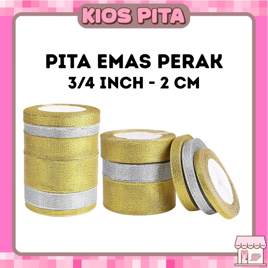 

Pita Emas Perak 3/4 Inch (2 Cm) // Pita Glitter