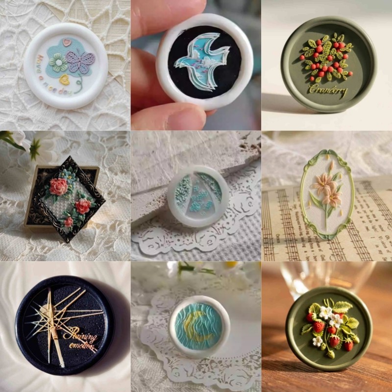 

2025 New Fire Seal Seal Head Special-Shaped Multi-Layer Relief Wedding Invitation Envelope Sealing Brass Stamp Toy