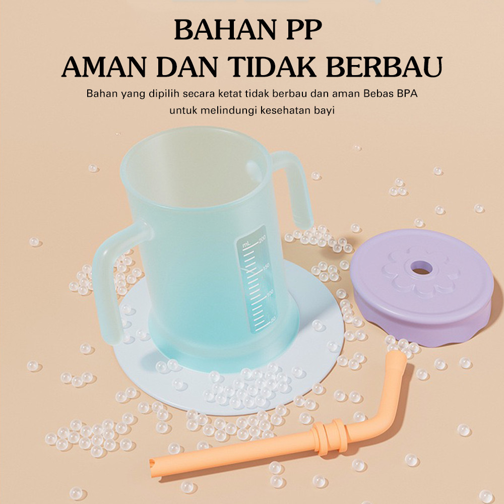 Ququ Curve Training Straw Cup / Gelas MPASI Bayi Gelas Bayi Anti Tumpah Bocor