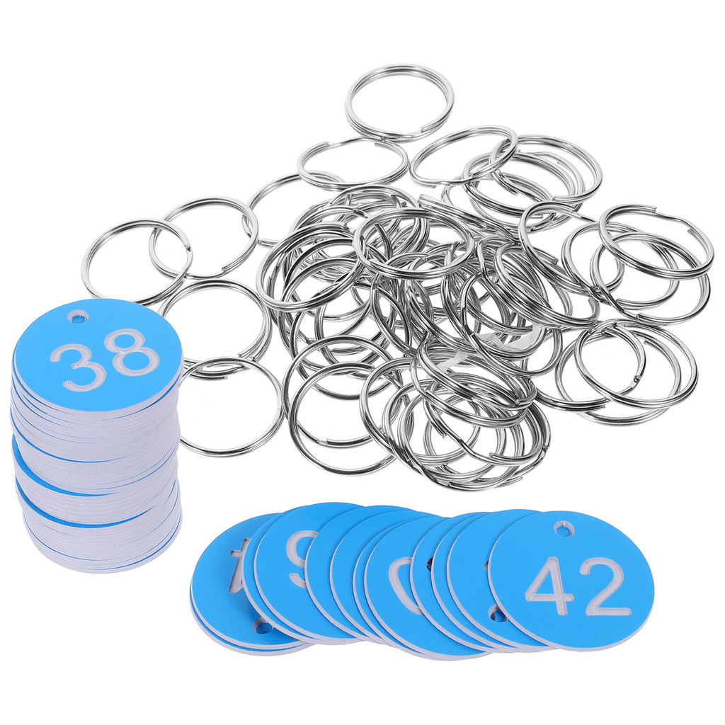 

1 set Blue Plastic Number Tags Engraved Classification Classification Tags Organization Key Number Cards Rings Iron Chain