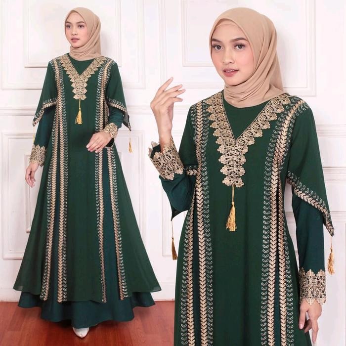 {Beli Lokal } Lebaran 2025  Gamis Abaya Nindya Syahrini Series warna Mewah Dress Wanita Muslim’ Ceru
