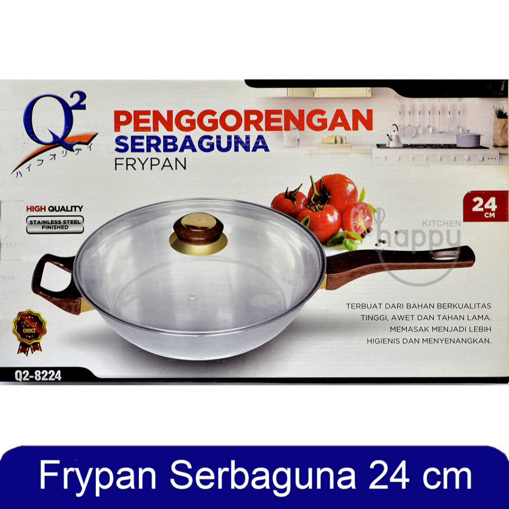JAMIN MURAH Q2 Frypan Wajan Penggorengan 24 CM Stainless Anti Lengket Q2-8224(BISA LANGSUNG ORDER)