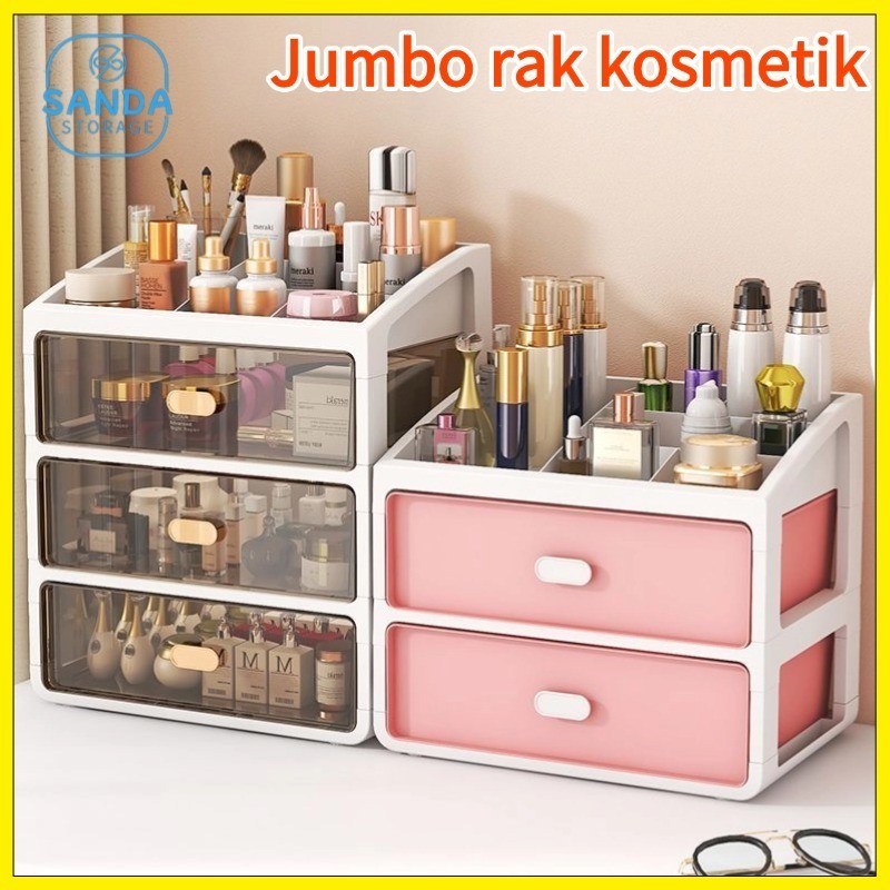 WOW Jumbo Rak Kosmetik / Rak Make Up Susun Plastik 3/4Laci / Rak Serbaguna 3/4 Susun