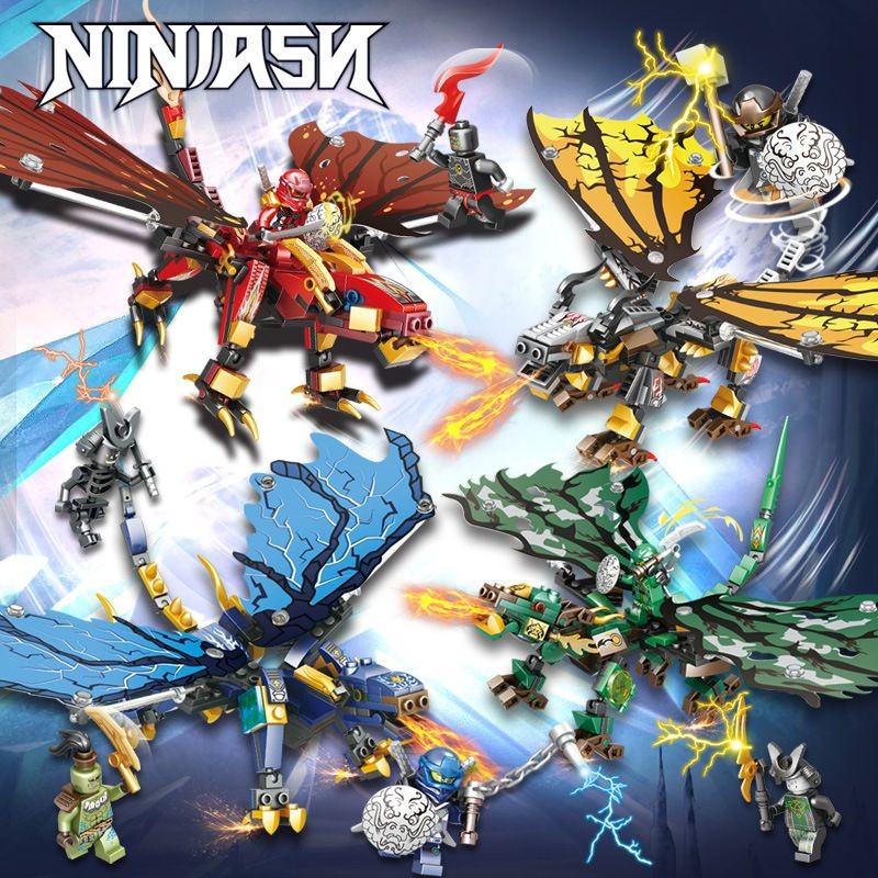 galaxy toys mainan ninjago dragon naga besar mewah + sayap keren + figure ninja 98110 avengers marve