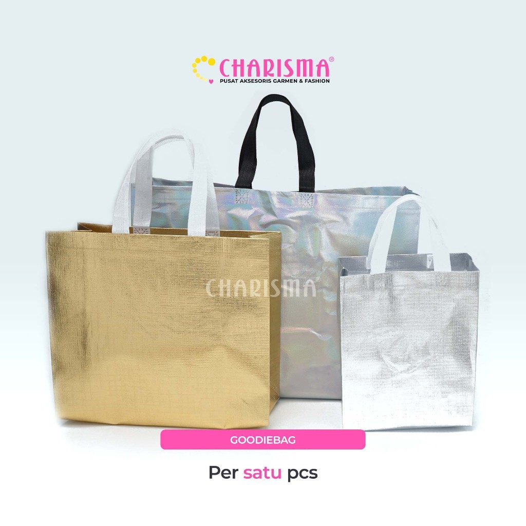 

Charisma Goodie Bag Laminasi Metalik Glossy - Tas Spunbond Laminasi Metalik / Tas Glossy serbaguna / Souvenir Bag