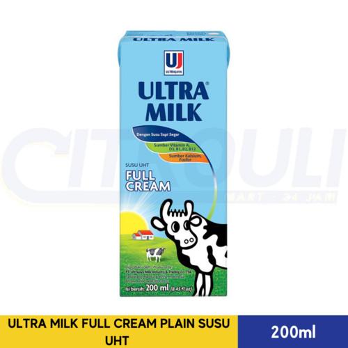 

ULTRA MILK FULL CREAM PLAIN SUSU UHT 200ml