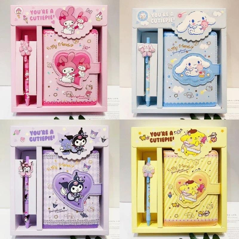 

Sanrio Kawaii A6 Gift Box Notebook Set Hello Kitty Cinnamoroll Cute Student Stationery Girl Daily Plan Notebook School Supplies
