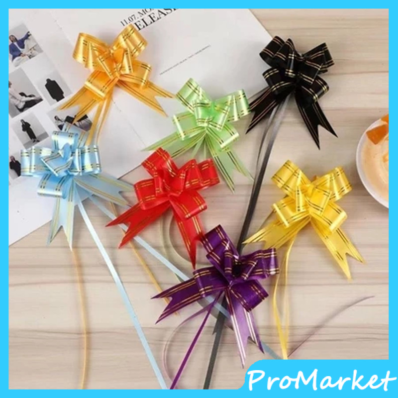 

(ISI 10) Pita Tarik Motif / Pita Serut Motif Garis Lis Emas Isi 10pcs Dekorasi