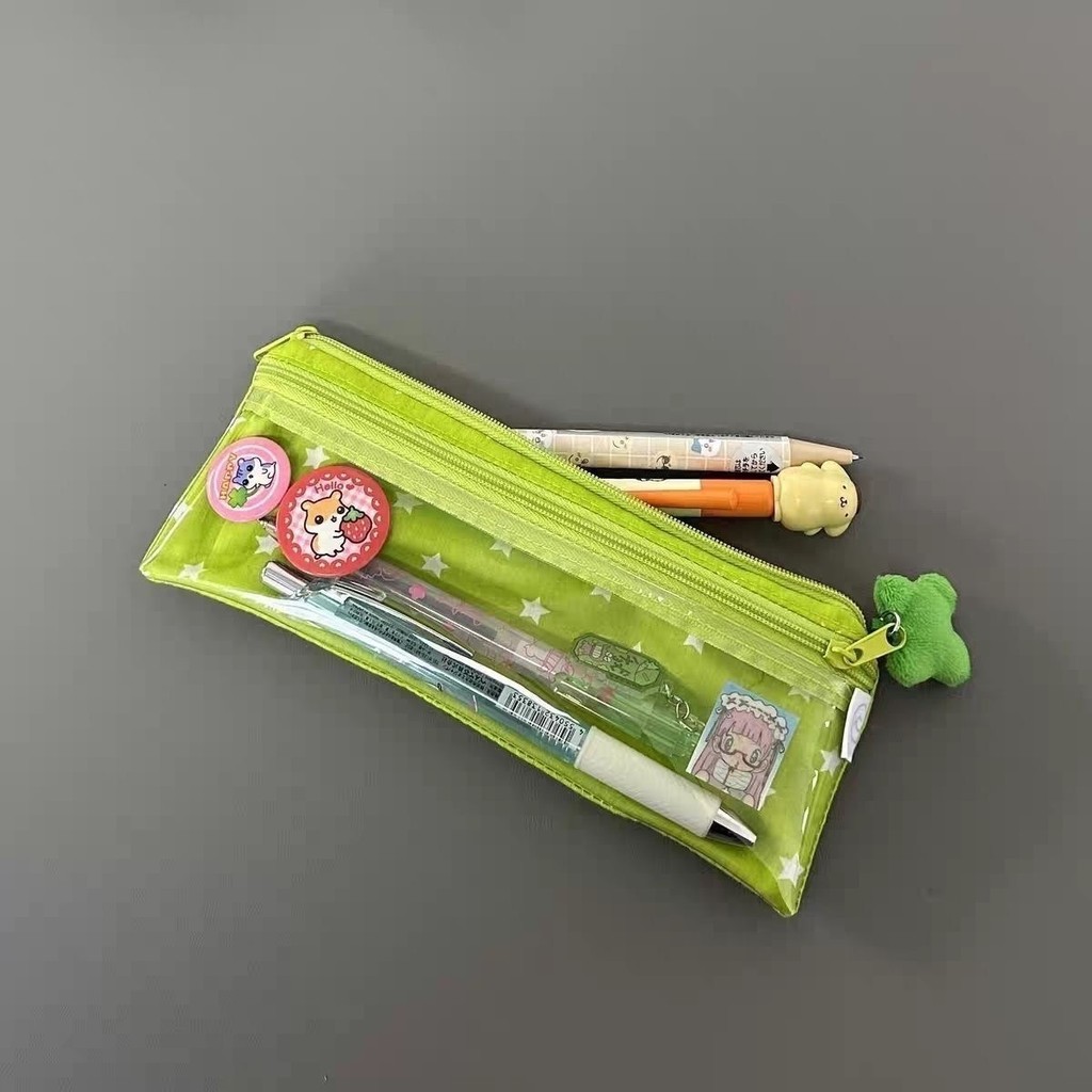 

1/3 pcs Cute Stars Pencil Case Mesh Multilayer Pen Bag Multifunctional Large Capacity Stationery Bag School