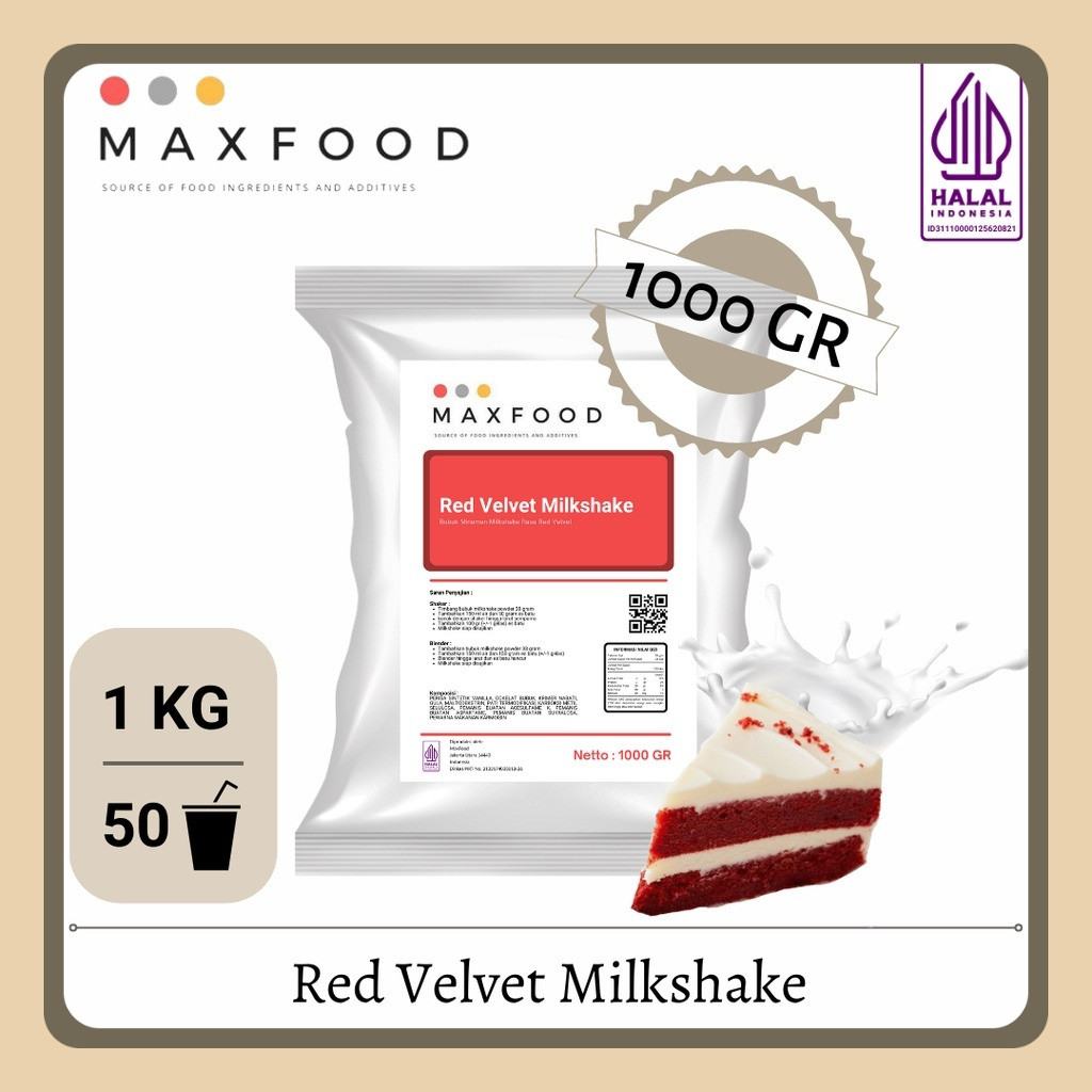 

MAXFOOD - Red Velvet Milkshake / Bubuk Milkshake Rasa Red Velvet 1 KG