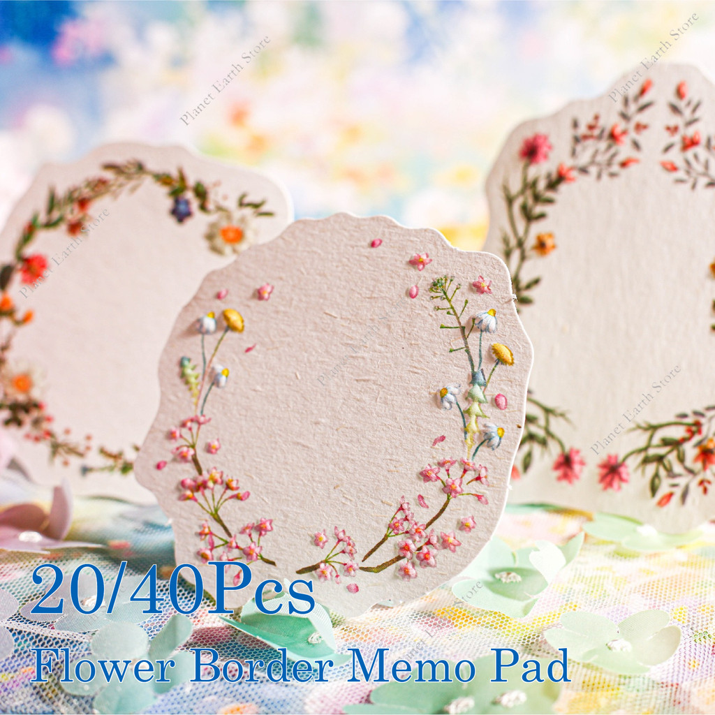 

20/40Pcs Flower Series Vintage Flower Border Memo Pad Collage Scrapbook Material Paper Creative DIY Decoration Notes & Messages