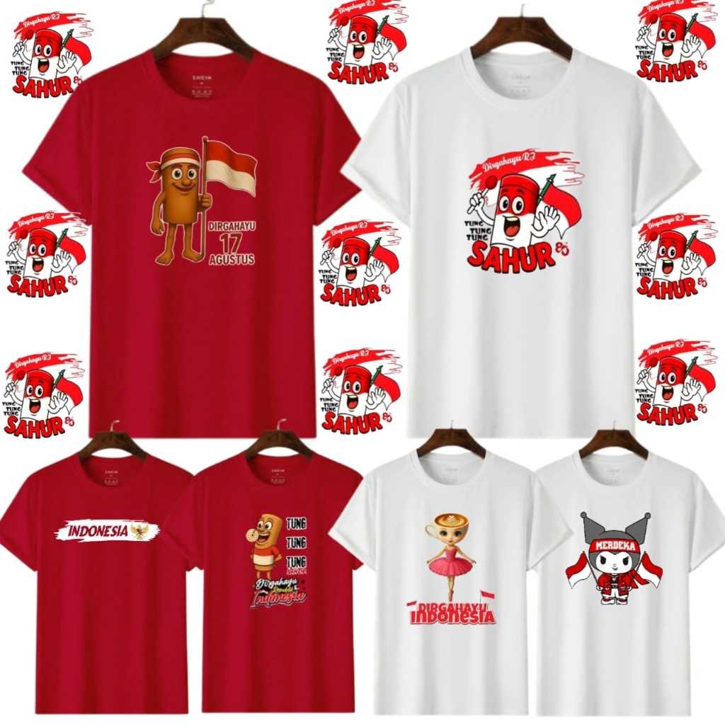 Kaos 17 Agustus Anak Umur 1 sd 12 th Merah Putih / Baju 17 Agustus Tung Tung Sahur