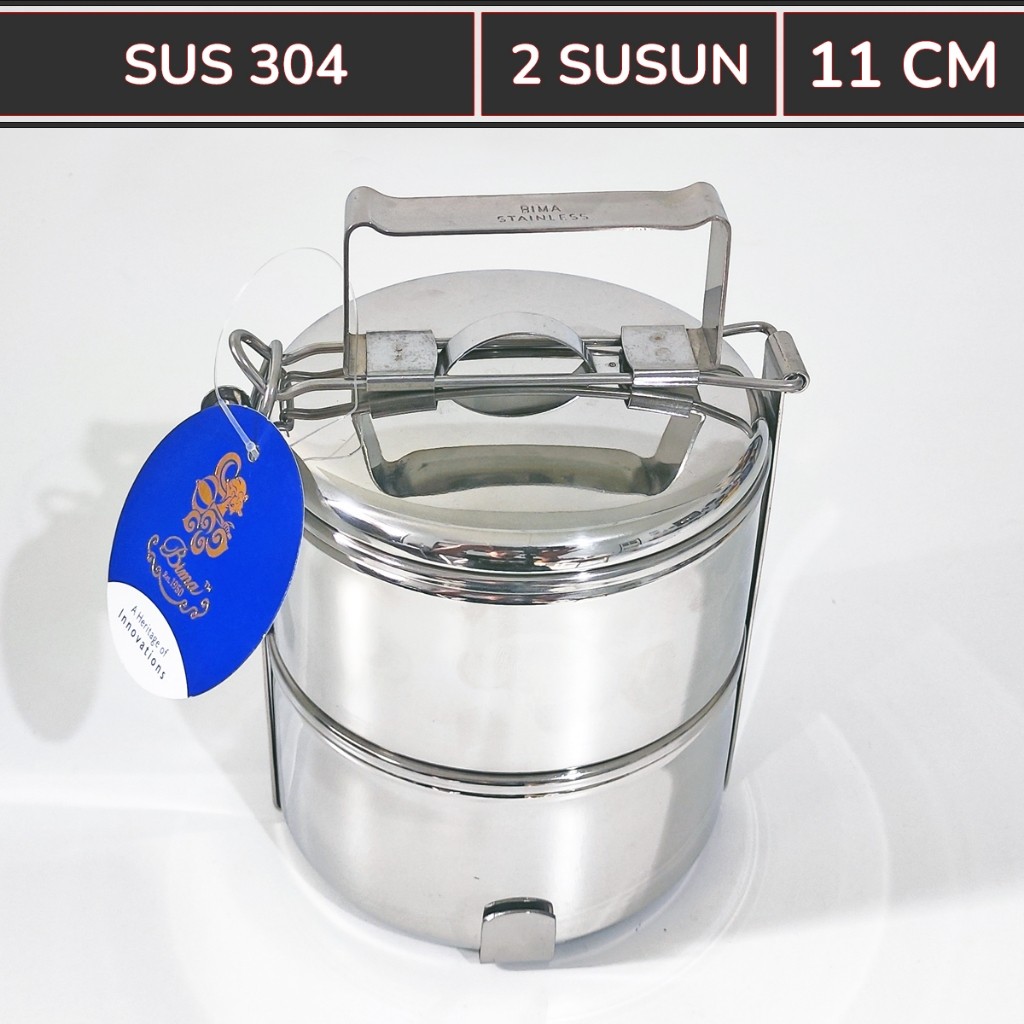 New BIMA Rantang 2 Susun Kecil (Mini) 11 CM Stainless Steel SUS 304Premium